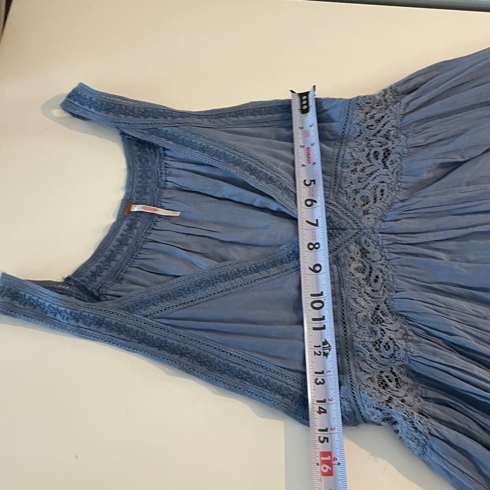 Free People Dusty Blue Sleeveless Maxi Dress Laced Embroidered Size Small - Picture 8 of 11